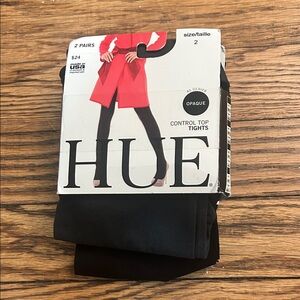 HUE Black AND gray Control Top Tights NWT